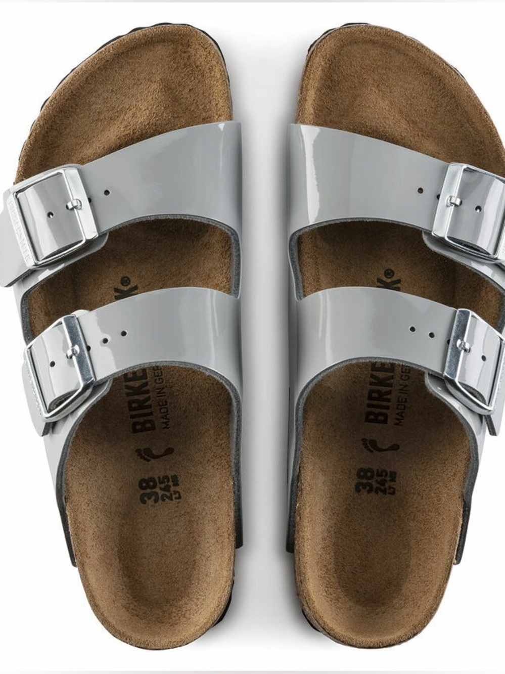 Birkenstock Arizona Birko-Flor Sandal in Patent Alloy Sz 39 - Picture 4 of 14
